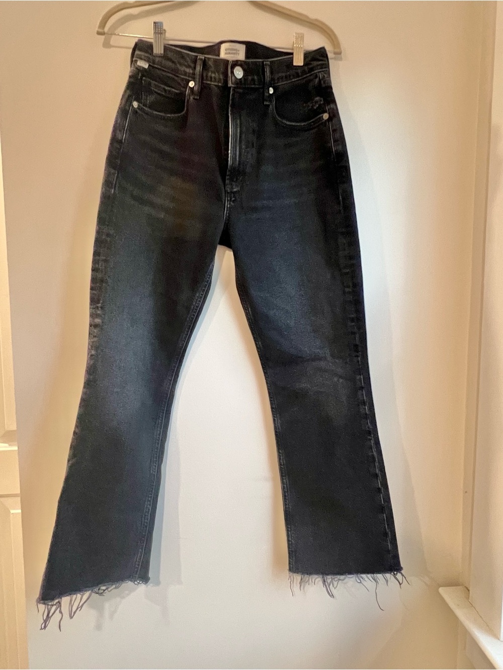 Citizens Of Humanity Black Cropped Raw-Hem Jeans